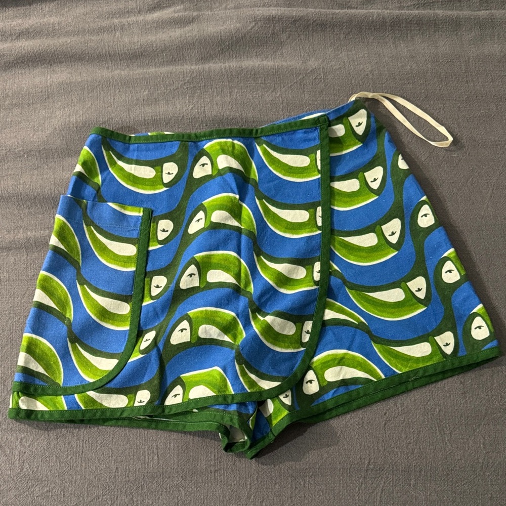 FARM Rio Green and Blue Patterned Skort